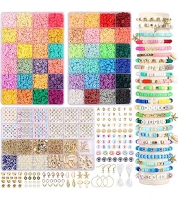 Bead Bracelet Making Kit - Quefe Gift Set 10800 Pcs Clay Beads New Sealed - Picture 1 of 10