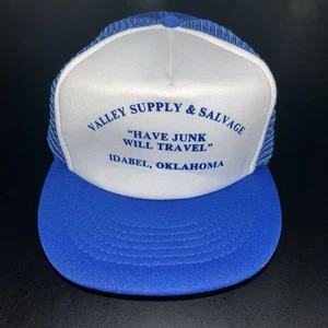 Vintage Kap II Logo Blue mesh trucker hat cap Junk Supply & Salvage Oklahoma - Picture 1 of 8