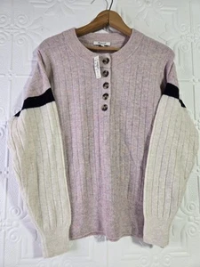 Madewell Striped Bowden Henley Merino Alpaca 1/4 Button Sweater Size S NWT - Picture 1 of 17