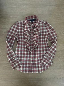 POLO Ralph Lauren Mädchen rot kariert Rüschen Langarm Knopf Bluse Hemd Top 8 - Bild 1 von 4
