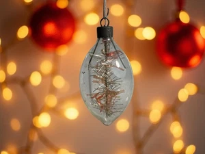 Vintage Premier Weihnachtsschmuck WWII unversilbertes Glas Lametta in Tropfen Birne USA - Bild 1 von 7