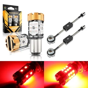 AUXBEAM 1157 2057 Red LED Stop Turn Signal Brake Tail Light Bulbs BAY15D CANBUS - Picture 1 of 14
