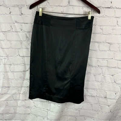 White House Black Market Sleek satin Black Pencil Skirt sz 4 classic elegance - Image 1 of 4