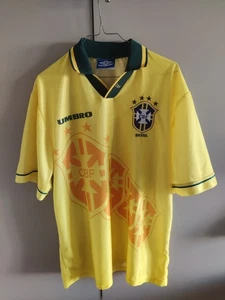 Brazil 1994-1996 Umbro Home Shirt Vintage Jersey Very Rare ORIGINAL - Foto 1 di 7