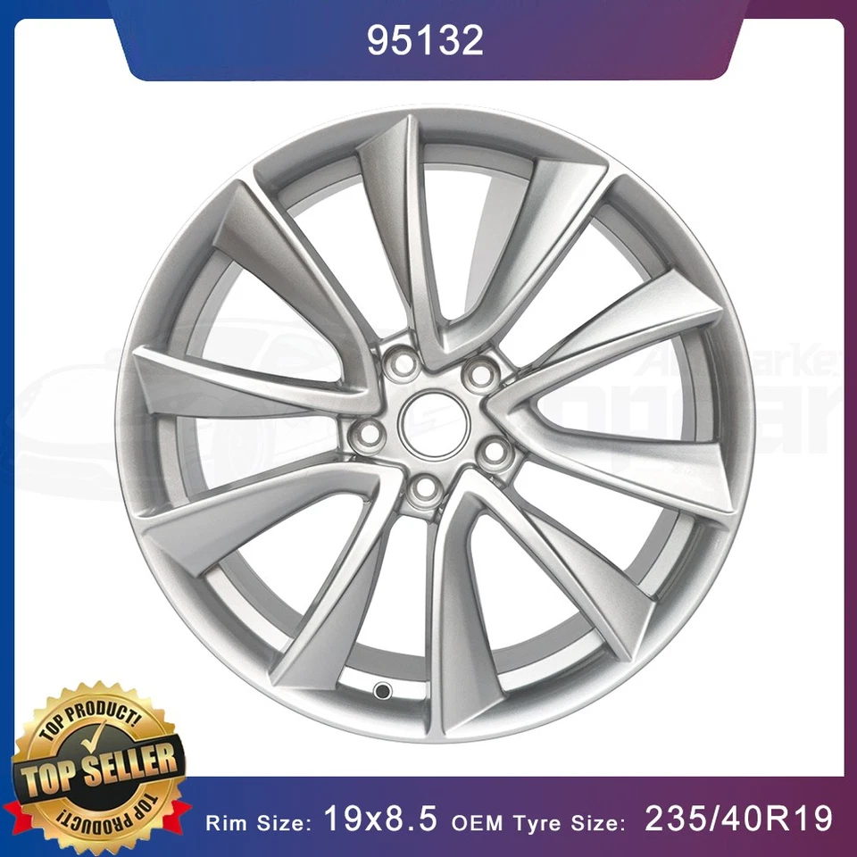 For Tesla Model 3 2017 2018 2019-2021 19" Sport OEM Wheel Rim Silver🔥104422400A - Image 1 of 4