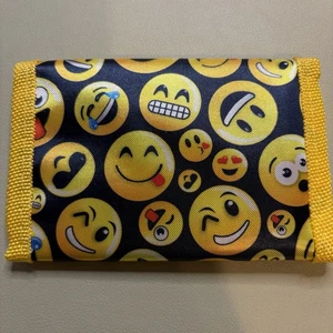 Emoji dreifach faltbare Geldbörse gelb Reißverschlussfach 3 Kartenfächer Klettverschluss - Bild 1 von 4