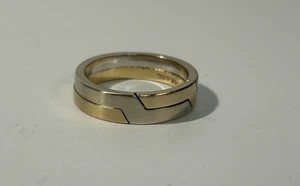 (MA6) 14k Two Tone Gold WRC Puzzle Ring Band - 10.1 Grams Sz 10.5 5.8mm - Picture 1 of 9