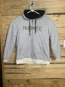 Hurley Sherpa Forrada Sudadera con Capucha Chaqueta Gris Cremallera Sudadera Para Hombre’s Grande - Imagen 1 de 16