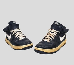 NIKE AIR FORCE 1 AF1 Mid '07 Nero Beige Uomo US 10.5 Cinturino Retro Codice 315123-0 - Foto 1 di 17