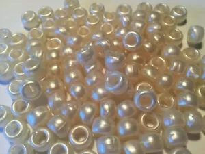 IVORY PEARL Pony Beads 9x6mm 100pc Acrylic USA made crafts jewelry - Picture 1 of 4