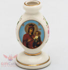 Porcelain Candlestick Icon of Virgin Mary Panagia Portaitissa Cross