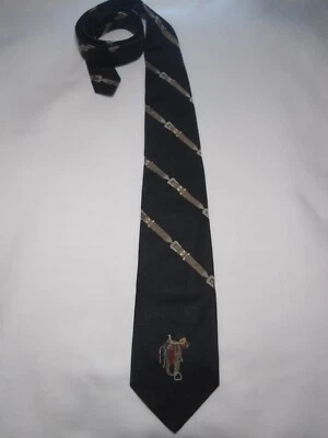 Corbata vintage Polo Ralph Lauren cinturón ecuestre a rayas bordada 100 % seda Foto 1 de 4