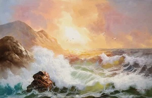Ocean Wave - #5E-BS 9, 24x36, dipinto olio su tela 100% dipinto a mano, - Foto 1 di 6