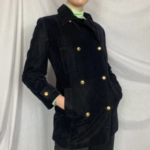 Moschino black velvety double breasted fitted pea coat medium large unisex - Picture 1 of 4