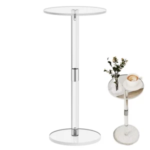 Acrylic Drink Table Clear Small round End Table for Drinks Coffee Table Living R - Picture 1 of 12