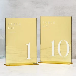 Frosted Wedding Table Numbers 1-30 with Stands 5"x7" Frosted Acrylic Table Nu... - Picture 1 of 7