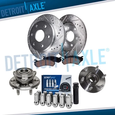 Cubo de roda de pastilha de freio rotor dianteiro perfurado + 12 peças porcas com chave para Enclave Acadia - Imagem 1 de 4