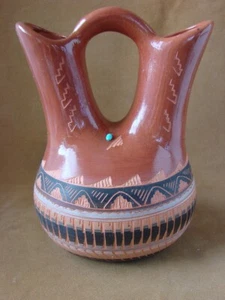 Navajo Indian Hand Etched Wedding Vase Signed Gilmore - Picture 1 of 7