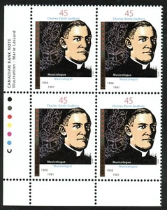 Canada sc#1637 Abbé Charles-Emile Gadbois: Musicologist, LL Impr. Block, Mint-NH - Picture 1 of 2