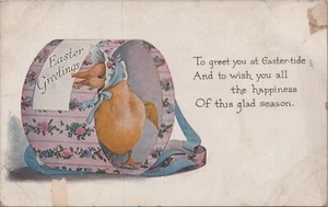c1910s Postcard Easter Greetings Duckling in Bonnet UNP 5755.2 - Picture 1 of 7