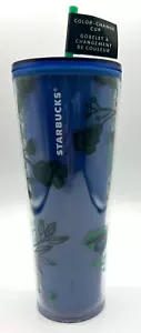 Starbucks 2022 Vacaciones Azul y Verde Flor Cambio de Color Vaso Frío 24oz - Imagen 1 de 12
