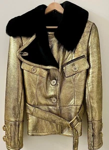 Lammfelljacke /winterjacke damen 38 gold farbe, Leder, große M - Bild 1 von 7
