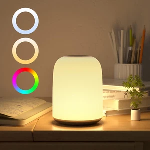 Touch Bedside Table Lamp,Portable USB-C Rechargeable Night Light for Kids. RGB D - Picture 1 of 12