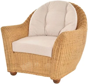 Wohnzimmer Rattansessel Nassau Korbsessel Wintergarten Lounge Sessel Honig - Bild 1 von 6
