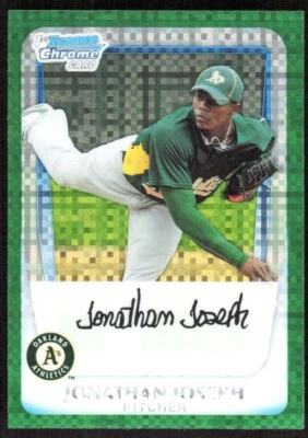 2011 10112A Bowman Chrome Prospects Green X-Fractors Jonathan Joseph Oakland - Image 1 of 2