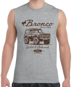 Ford Bronco T-shirt Sleeveless Mens Cut Off Shirts Graphic Tees Accessories - Picture 1 of 2