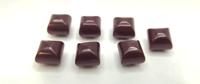 Vintage BAKELITE (tested) Burgundy Square Pillow Shaped Buttons Set Of 7 - Image 1 of 4