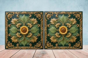 Azulejos de pared de cerámica victoriana - Juego de 2 azulejos de cerámica para salpicadero de cocina para baño - Imagen 1 de 3