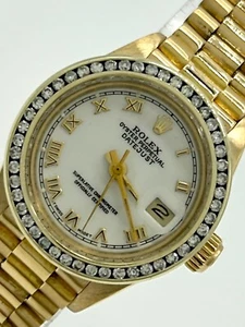 1981 Rolex Datejust 69178 Ladies President 18k Gold, Diamond Bezel, White Dial - Picture 1 of 7