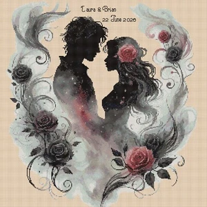 lovers inspired bride and groom Cross stitch chart FlowerPower37-uk - Picture 1 of 2