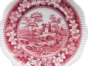 Vintage Copeland Spodes Tower Earthenware Pink Dinner Plate 27cms Gadroon Rim - Picture 1 of 8