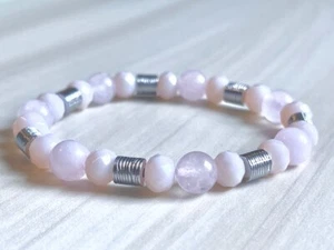 Rosenquarz Perlenarmband (auf Stretch) 8 mm AAA 7" Zoll echter Stein - Bild 1 von 6