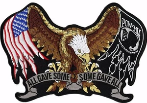 Pow Mia Eagle Aufnäher 11" | Militär ""All Gave Some"" patriotisch bestickt groß - Bild 1 von 5