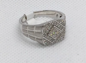 Mens 1/2 Carat Diamond Ring, 0.50cttw appx, 10kt White Gold, 6.7 Grams, Size 12 - Picture 1 of 5