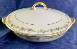 Vintage Theodore Haviland Limoges Vegetable Dish Pink Rose W/ Gold Floral - Picture 1 of 8