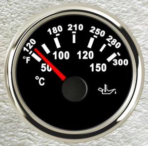 black 2"/52mm oil temperature gauge 50-150℃ 120-300°F 361-19ohms for auto marine - Picture 1 of 6