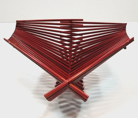 Wood Folding Dark Red Chopstick Basket for Fruit Vegetables Cover
