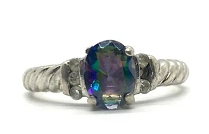 Men's Sterling Statement Silver Blue Vintage Unpolished Ring Band Size 9 Pawn - Picture 1 of 9