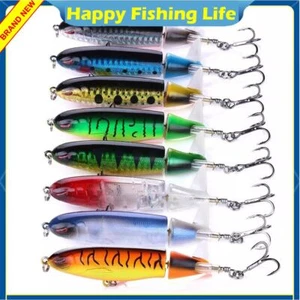 8PCS Fishing Lure Popper 4'' Floating Bait Rotating Tail Fishing Lures For Bass - Picture 1 of 16