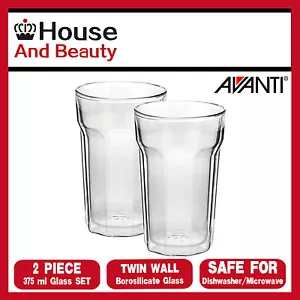 NEW Avanti Nove Twin Wall Glass Set 375ml - Set of Two, Tea Coffee - Picture 1 of 3