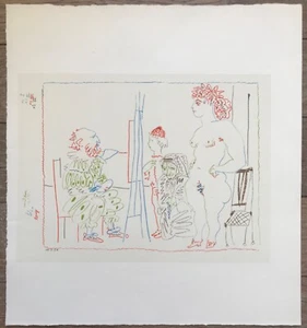 PICASSO LITHOGRAPHIE L’ODALISQUE ET LE CLOWN 1954 ARCHES MOURLOT ORIGINAL PRINT - Foto 1 di 2