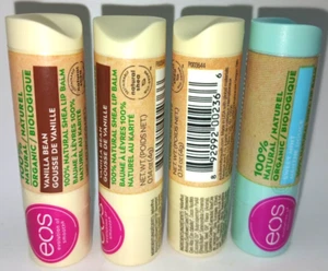 4pk - eos 100% Natural Shea Lip Balm 3ct Vanilla Bean - 1ct Sweet Mint SEALED - Picture 1 of 2
