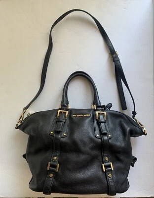 Michael Kors Bedford Belted Medium Satchel Black Leather Bag - Image 1 of 4