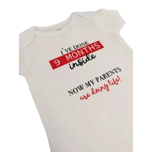 Baby Grow-I've Done 9 Monate drinnen-Baby Weste Mädchen/Baby Geschenk-Baby wächst-0-3 - Bild 1 von 16