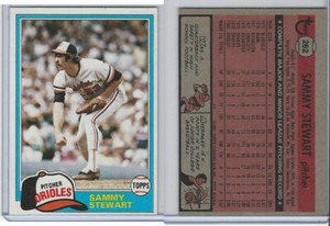 1981 Topps Baseball, #262 Sammy Stewart, Orioles