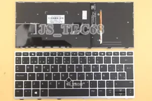 for HP EliteBook 730 G5 735 G5 735 G6 830 Keyboard Spanish Backlit Silver Frame - Picture 1 of 2